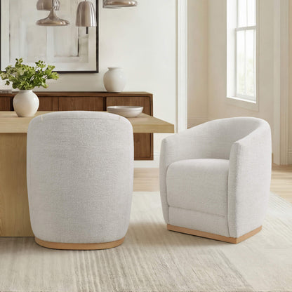 Mateo Curved Plush Rolling Dining Chair (Set of 2）