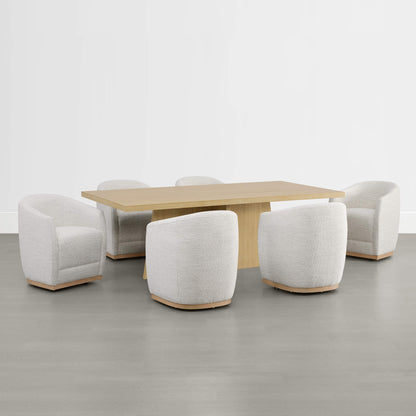 Mateo Curved Plush Rolling Dining Chair (Set of 2）