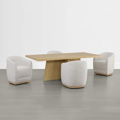 Mateo Curved Plush Rolling Dining Chair (Set of 2）