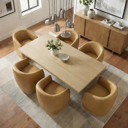 Mateo Curved Plush Rolling Dining Chair (Set of 2）