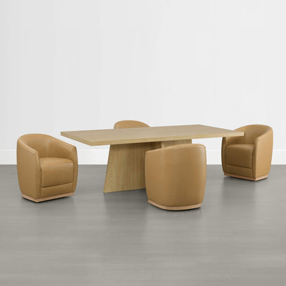 Mateo Curved Plush Rolling Dining Chair (Set of 2）