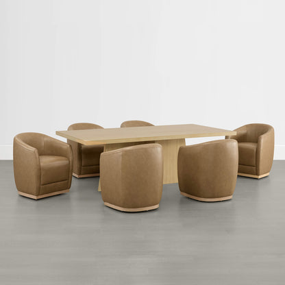 Mateo Curved Plush Rolling Dining Chair (Set of 2）