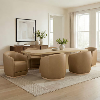 Mateo Curved Plush Rolling Dining Chair (Set of 2）