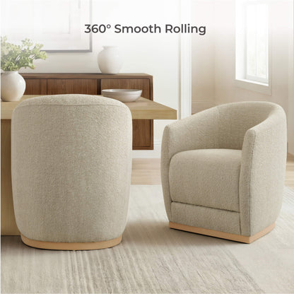 Mateo Curved Genuine Leather Rolling Dining Chair (Set of 2)