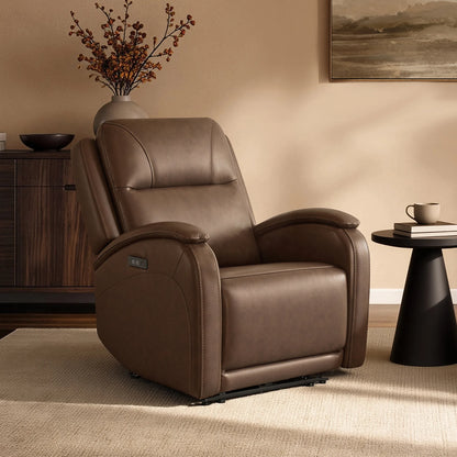 Monica Curved Genuine Leather Zero Gravity Power Recliner