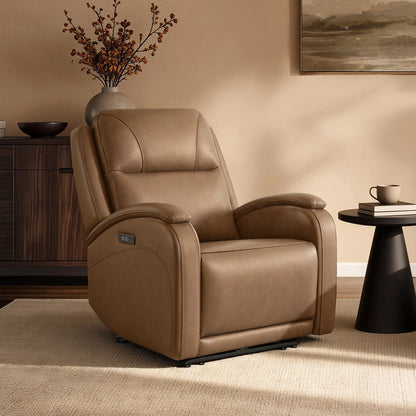Monica Curved Genuine Leather Zero Gravity Power Recliner