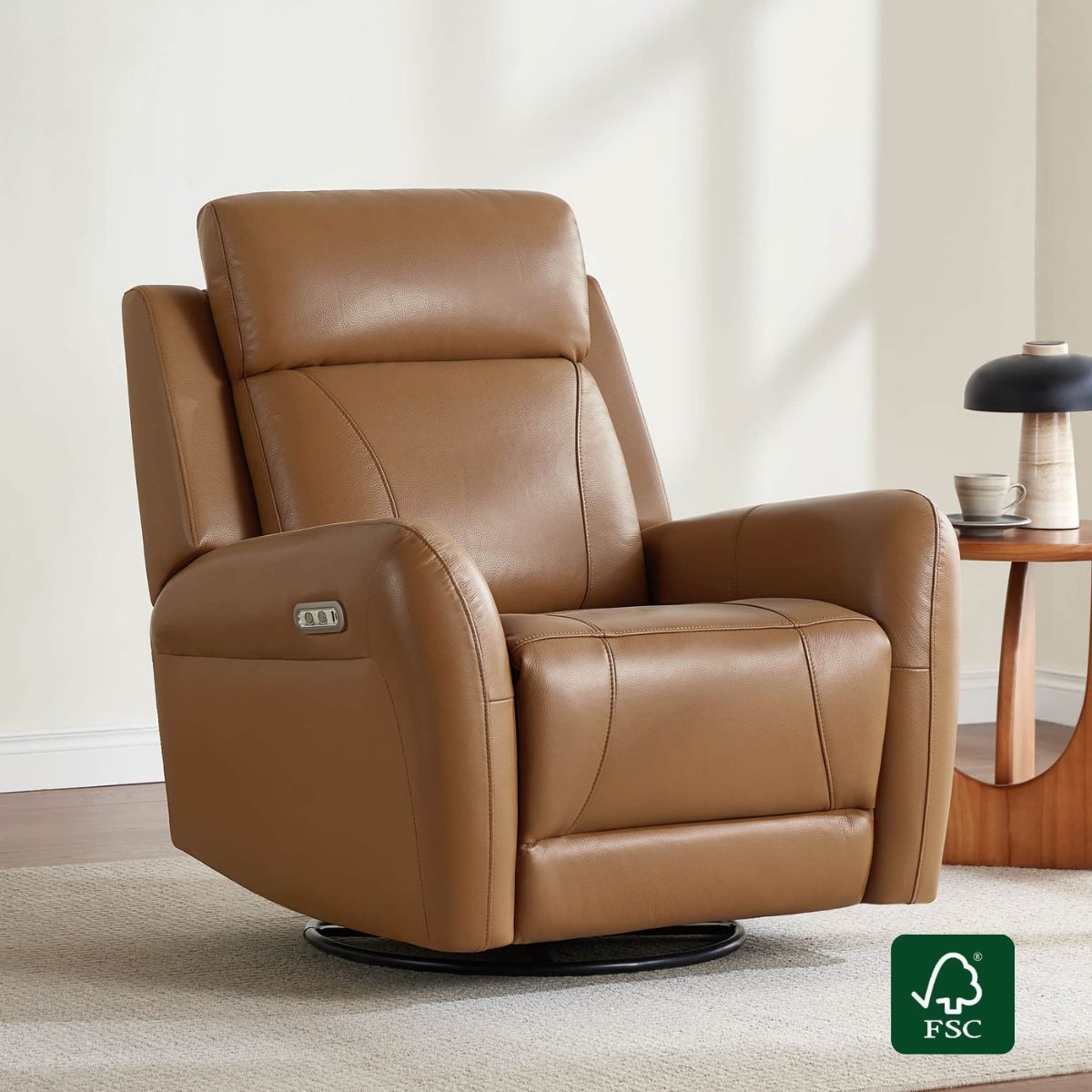 Myles Genuine Leather Power Swivel Glider Recliner | USB-C – CHITA