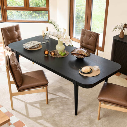 64.6" Nala Rectangular Fluted Wood Dining Table Set for 4-6