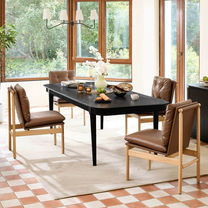 64.6" Nala Rectangular Fluted Wood Dining Table Set for 4-6