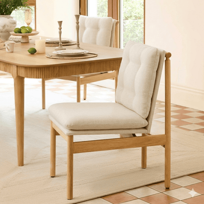 64.6" Nala Rectangular Fluted Wood Dining Table Set for 4-6