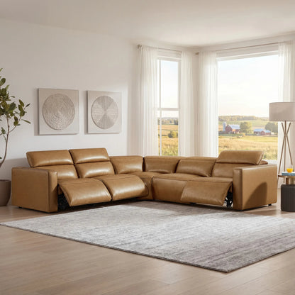 Oliver 5-Seat Wall-hugger Reclining Sectional Sofa with Power Headrest
