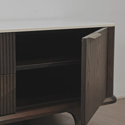 79" Irais Solid Wood TV Stand with Sintered Stone