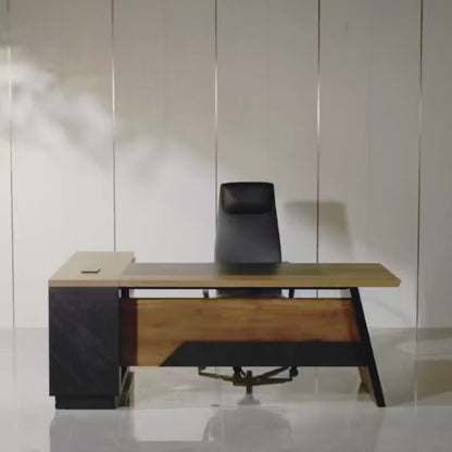 78" Larry L-Shaped Desk Table with File Storage Cabinets