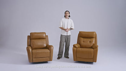 Keith Leather Swivel Glider Recliner with Power Headrest