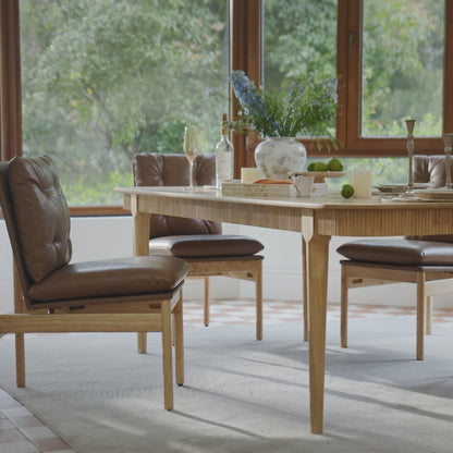 64.6" Nala Rectangular Fluted Wood Dining Table Set for 4-6