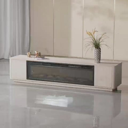 79" Aaron Travertine Electric Fireplace TV Stand