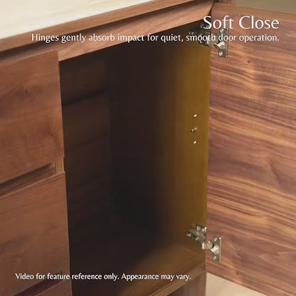 63" Chad Mid-Century Natural Wood Sideboard Buffet with Doors