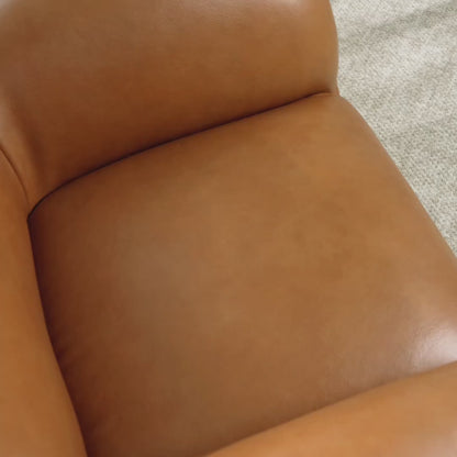 Cloud Puffy Genuine Leather Swivel Accent Chair