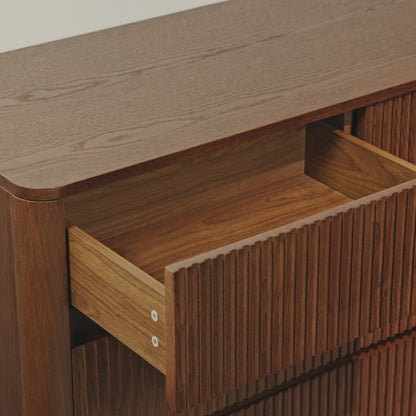 46" Coral 6-Drawer Fluted Double Dresser Sideboard