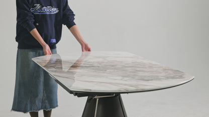 Camila Round Extendable Sintered Stone Dining Table,33.4"-51.1"