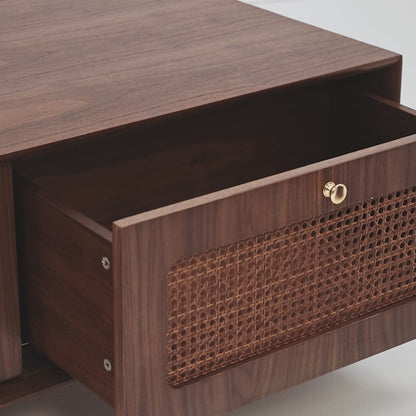 Rowan Ash Cane Storage Coffee Table with Two Drawers