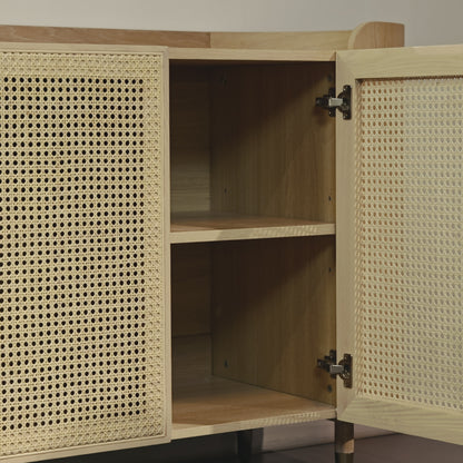63" Renee Scandinavian Sideboard with Woven Rattan