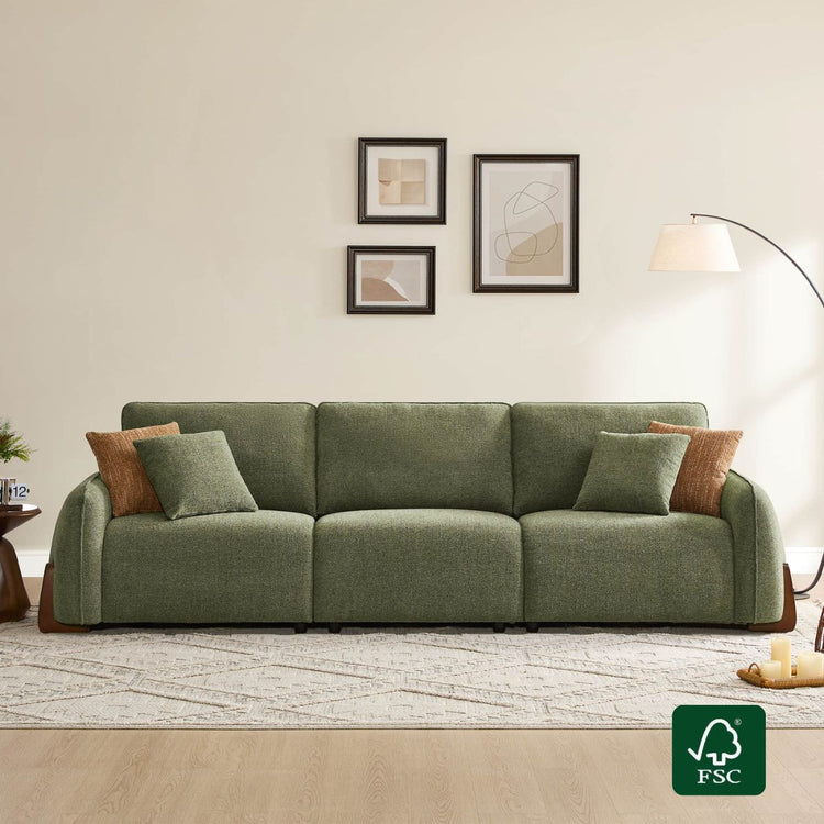 Teleri 3-seat Modular Curved Sofa with Wood Leg