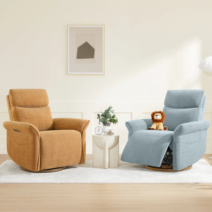Vinca Modern Power Swivel Glider Recliner with Power Lumbar & Headrest