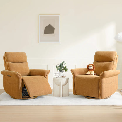 Vinca Modern Power Swivel Glider Recliner with Power Lumbar & Headrest