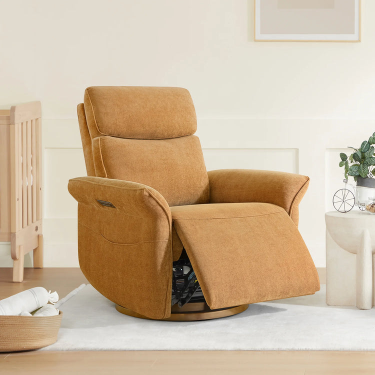 Vinca Modern Power Swivel Glider Recliner with Power Lumbar & Headrest