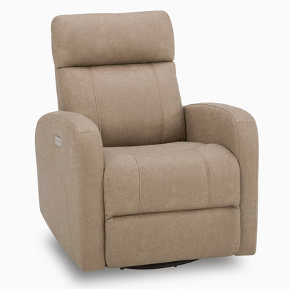 CHITA LIVING-Joy Power Swivel Recliner with Manual Headrest-Recliners-Micro Fiber-Light Brown-