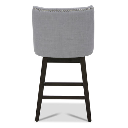 CHITA LIVING-Asher Swivel Counter Stool with Nailhead Trim( Set of 2)-Counter Stools-Performance Fabric-Light Grey-