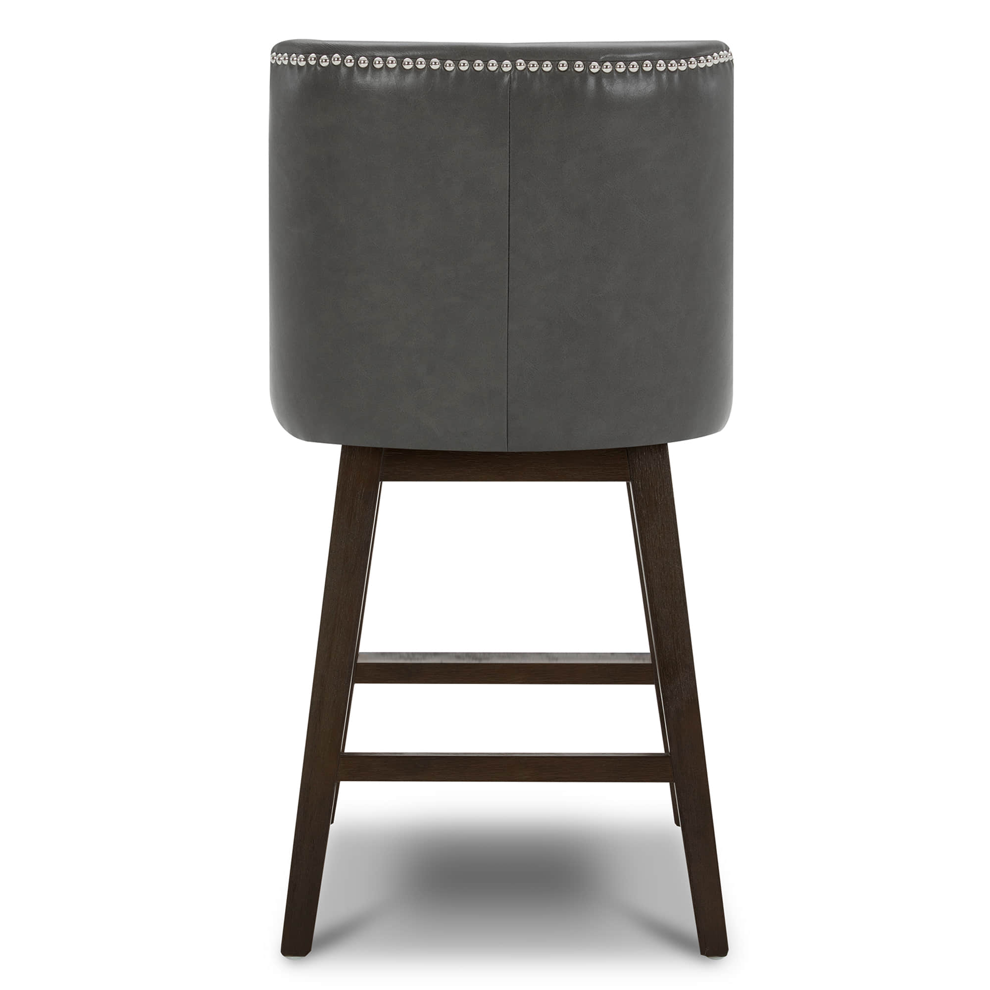 CHITA LIVING-Asher Swivel Counter Stool with Nailhead Trim( Set of 2)-Counter Stools-Faux Leather-Retro Gray-