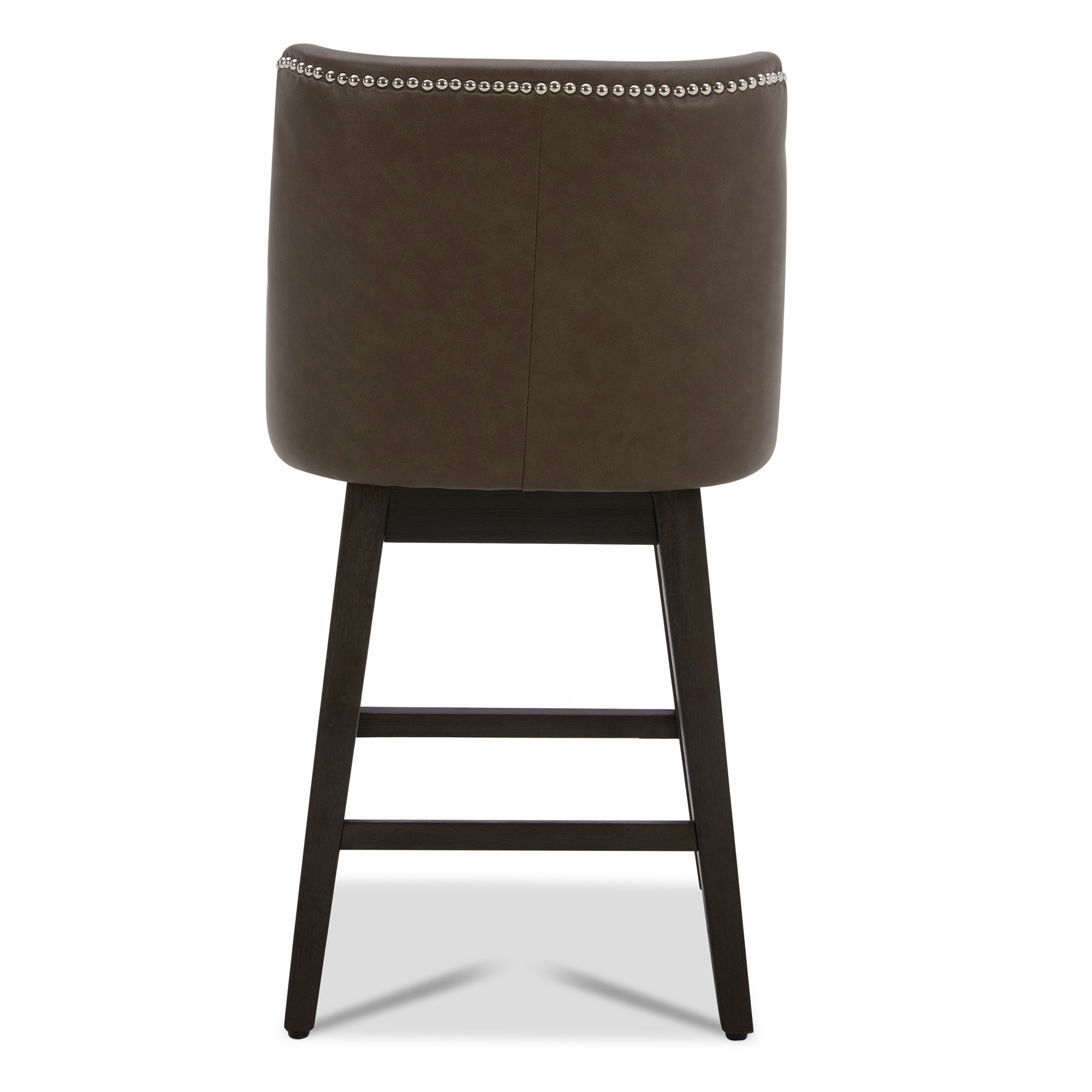 CHITA LIVING-Asher Swivel Counter Stool with Nailhead Trim( Set of 2)-Counter Stools-Faux Leather-Chocolate-