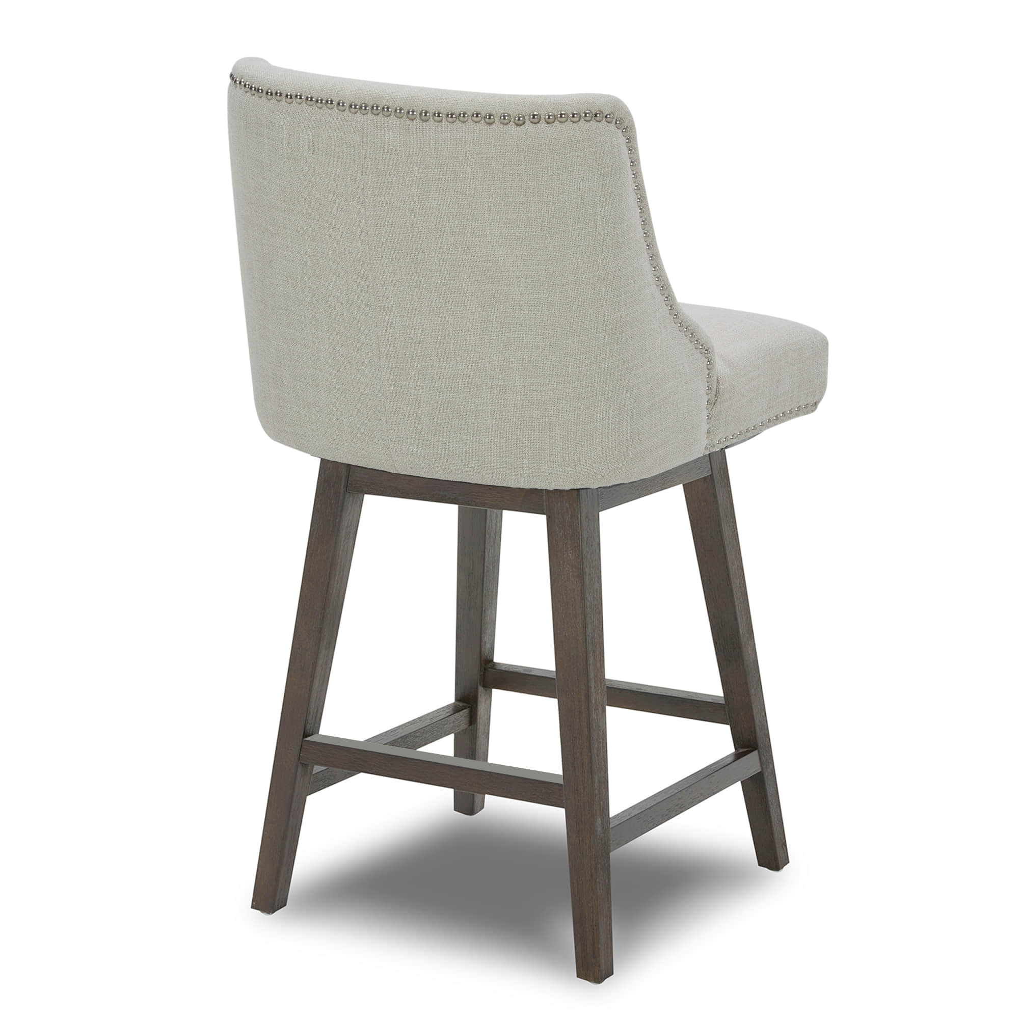 CHITA LIVING-Asher Swivel Counter Stool with Nailhead Trim( Set of 2)-Counter Stools-Fabric-Linen-