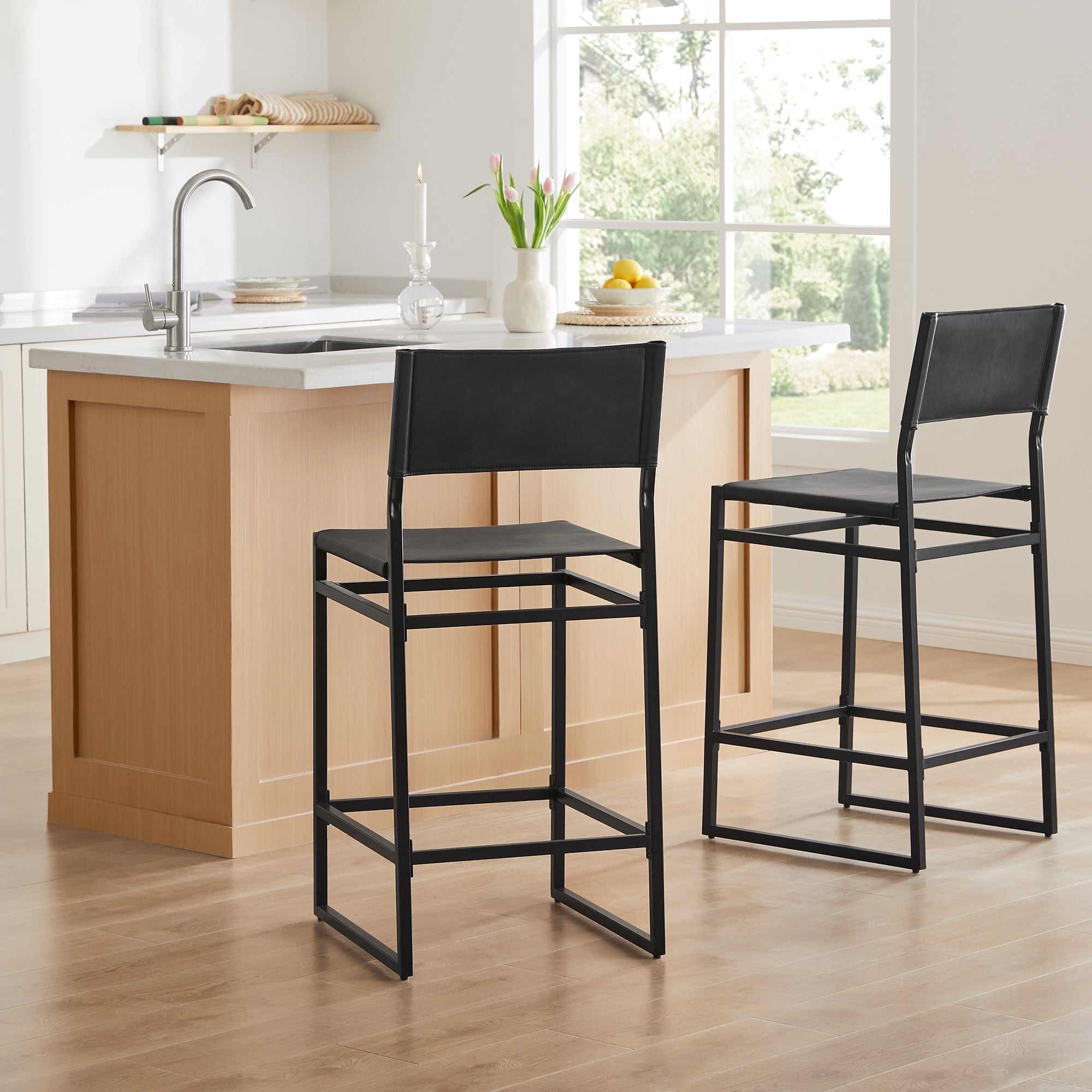 CHITA Emmy Faux Leather Contemporary Counter Stool