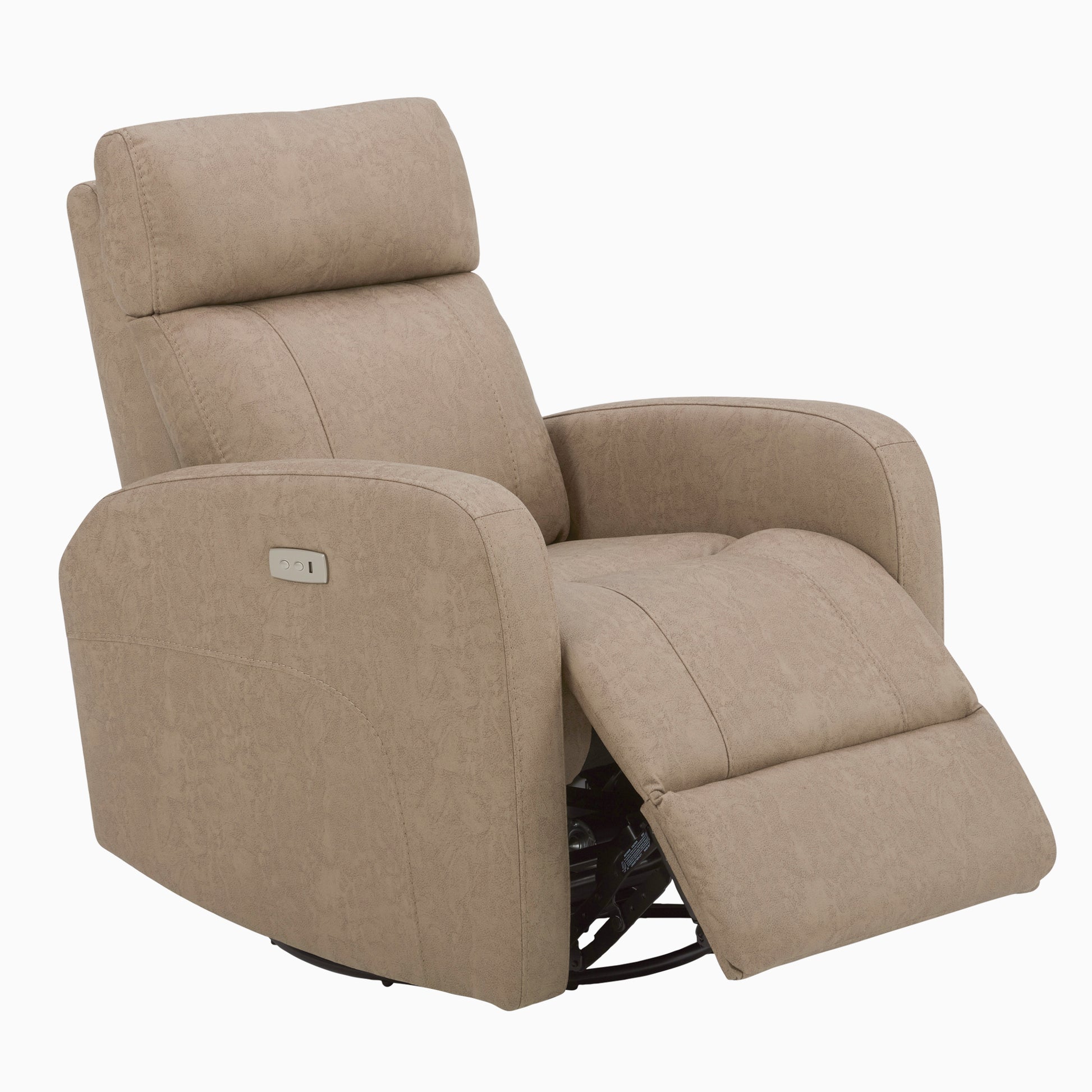 CHITA LIVING-Joy Power Swivel Recliner with Manual Headrest-Recliners-Micro Fiber-Light Brown-