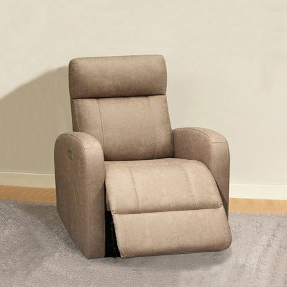 CHITA LIVING-Joy Power Swivel Recliner with Manual Headrest-Recliners-Micro Fiber-Light Brown-