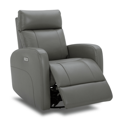 CHITA LIVING-Joy Power Swivel Recliner with Manual Headrest-Recliners-Genuine Leather-Gray-