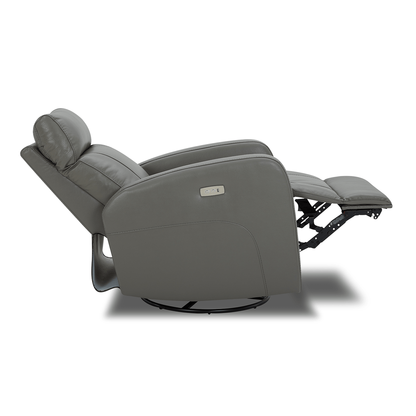 CHITA LIVING-Joy Power Swivel Recliner with Manual Headrest-Recliners-Genuine Leather-Gray-