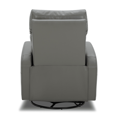 CHITA LIVING-Joy Power Swivel Recliner with Manual Headrest-Recliners-Genuine Leather-Gray-