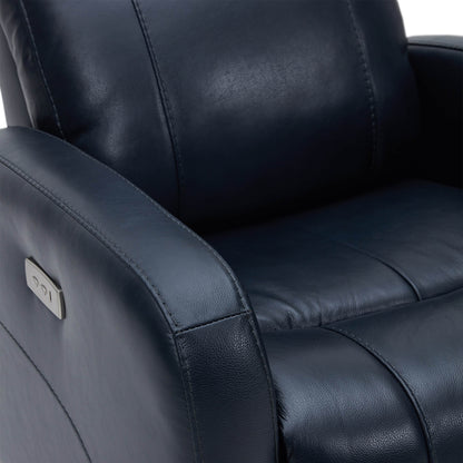 CHITA LIVING-Joy Power Swivel Recliner with Manual Headrest-Recliners-Genuine Leather-Navy-