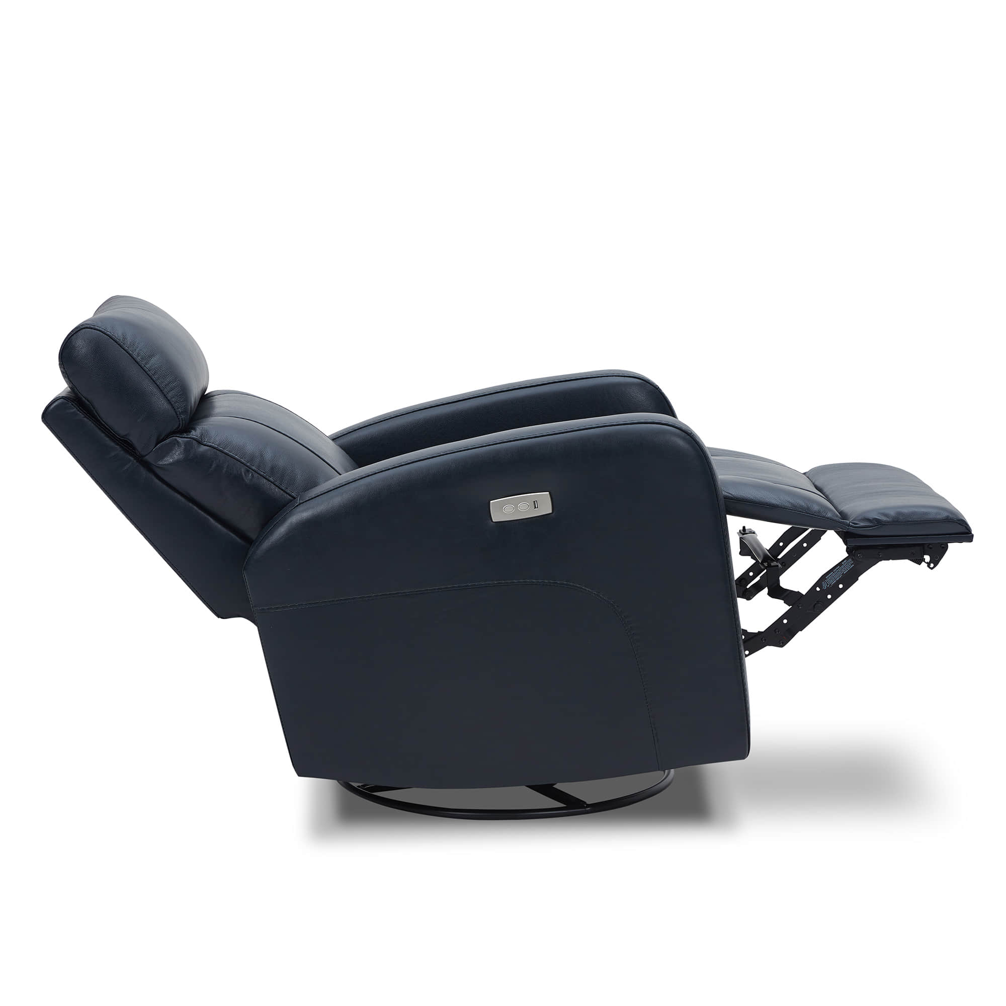 CHITA LIVING-Joy Power Swivel Recliner with Manual Headrest-Recliners-Genuine Leather-Navy-