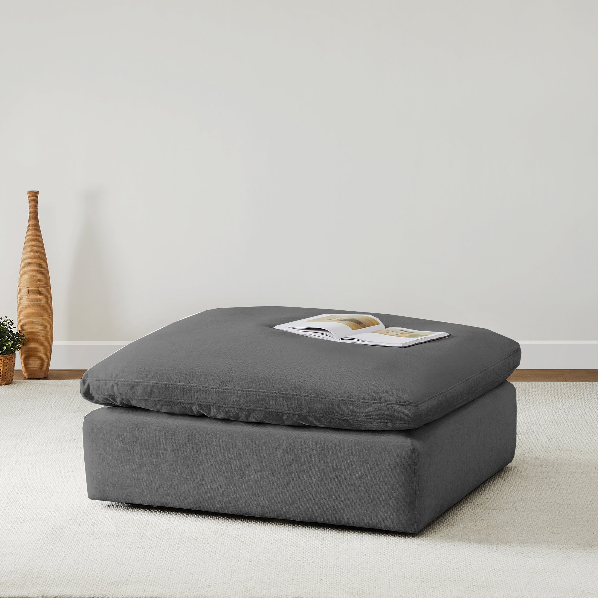 Cozy gray modular ottoman perfect for modern living spaces - CHITA Living