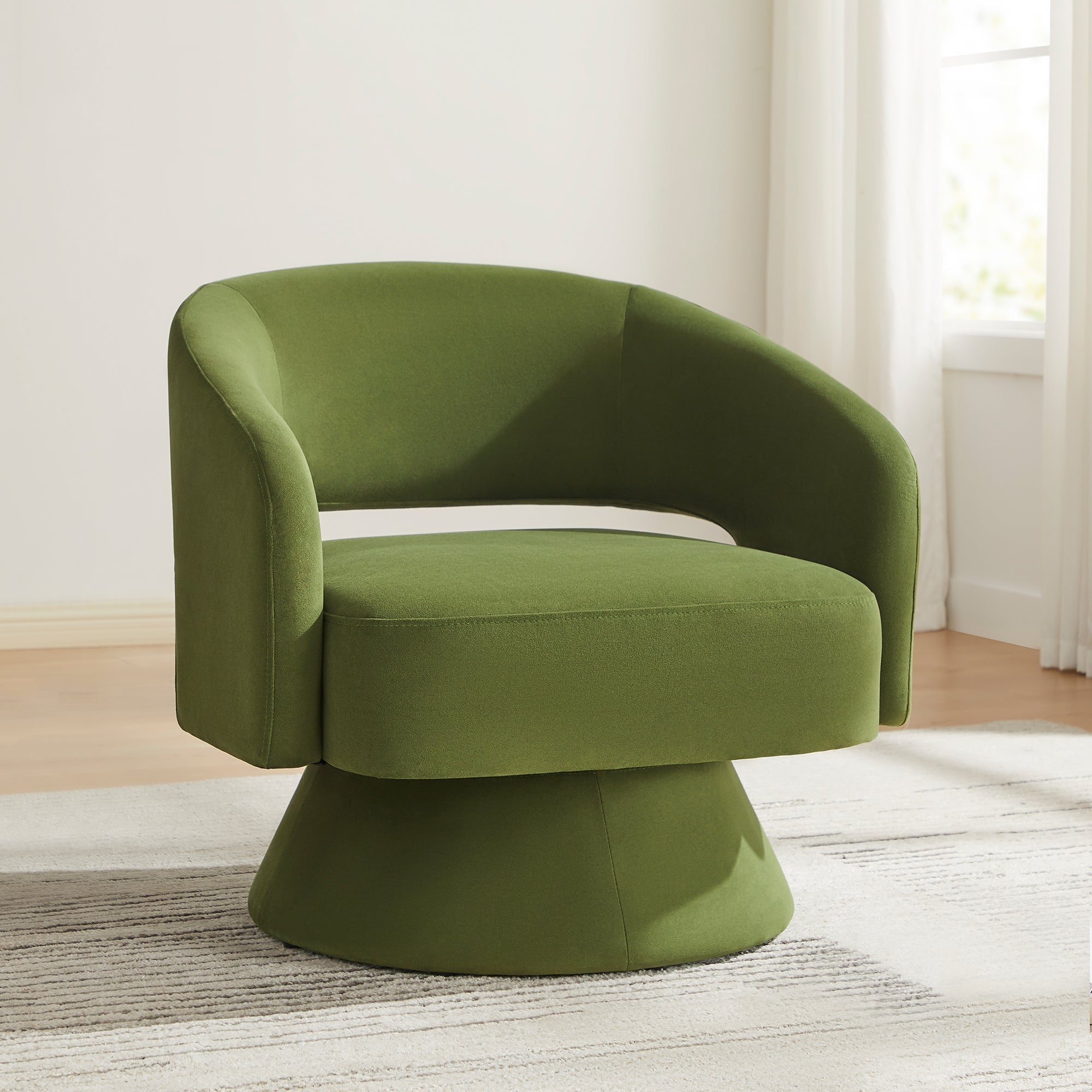 CHITA LIVING-Ambre Swivel Accent Chair-Accent Chair-Velvet-Forest Green-