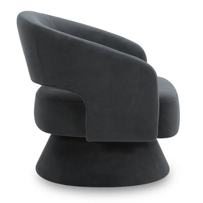 CHITA LIVING-Ambre Swivel Accent Chair-Accent Chair-Velvet-Dark Gray-