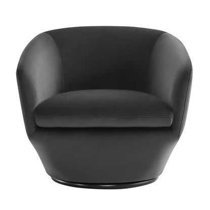 CHITA LIVING-Aria Swivel Arm Accent Chair-Accent Chair-Velvet-Dark Gray (rPET)-