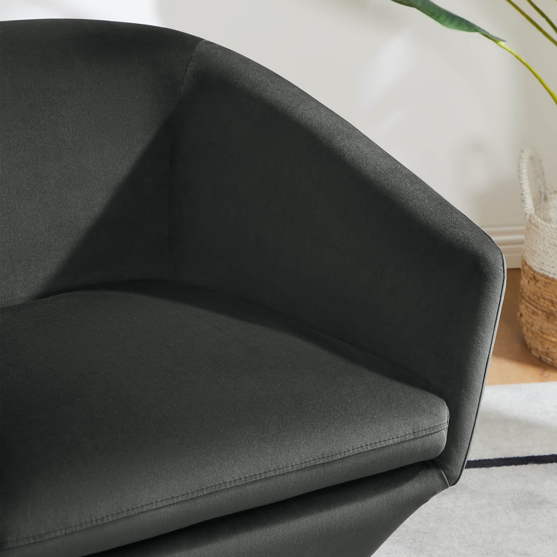 CHITA LIVING-Aria Swivel Arm Accent Chair-Accent Chair-Velvet-Dark Gray (rPET)-