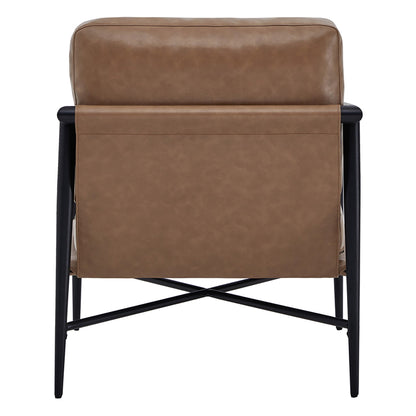 CHITA LIVING-Charlotte Modern Accent Chair-Accent Chair-Faux Leather-Saddle Brown-