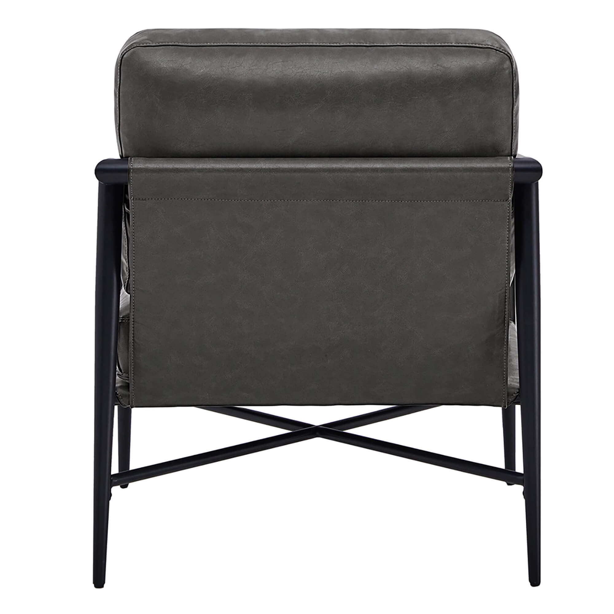 CHITA LIVING-Charlotte Modern Accent Chair-Accent Chair-Faux Leather-Dark Gray-